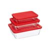 Pyrex 6 -Piece Glass Rectangular Food Container Set (Red)
