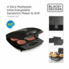 Black + Decker - 4 Slice Multiplate Interchangeable Sandwich Maker & Grill